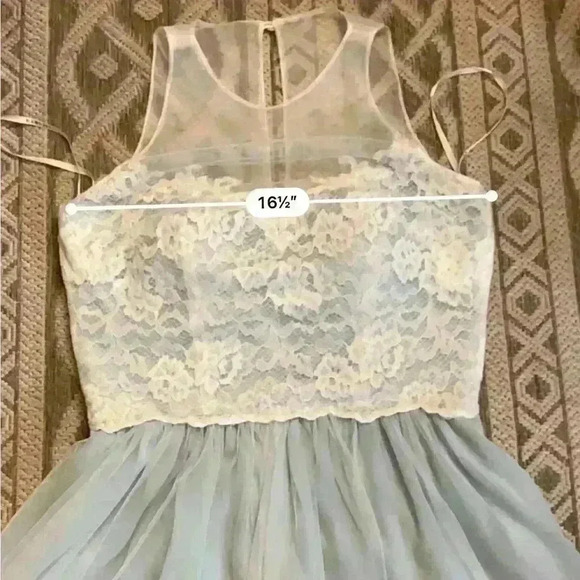 BARI JAY STYLE 1580 BRIDESMAID DRESS COLOR IVORY MISTY BLUE  SIZE 10. - Picture 10 of 10